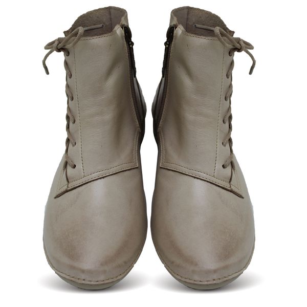 Bota Feminina Ortopédica de Couro Legítimo e Palmilha Gel - Off White (AL 035)