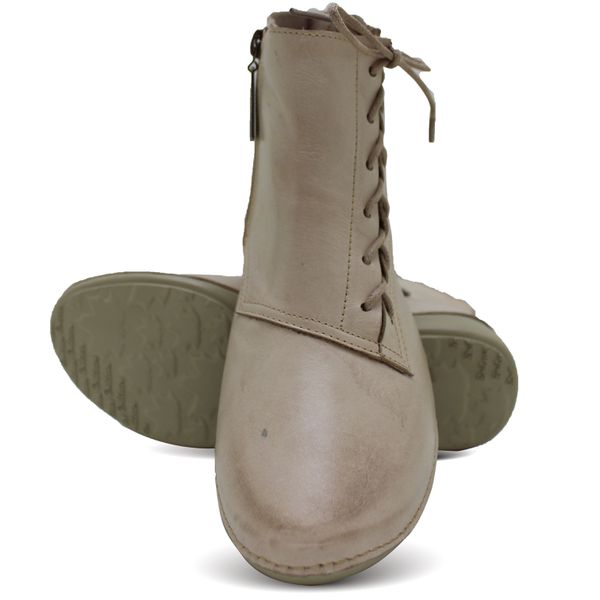 Bota Feminina Ortopédica de Couro Legítimo e Palmilha Gel - Off White (AL 035)