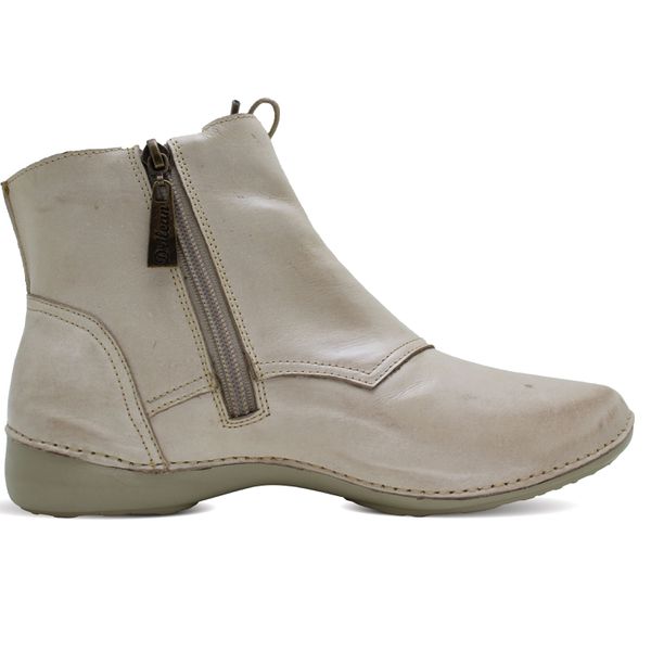 Bota Feminina Ortopédica de Couro Legítimo e Palmilha Gel - Off White (AL 035)