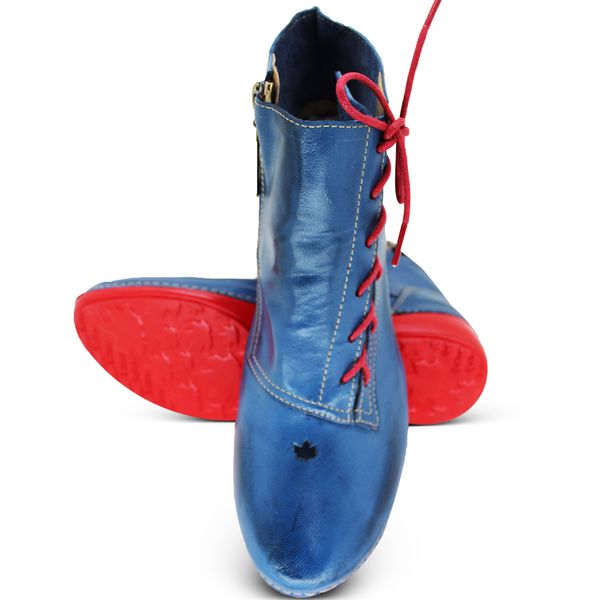 Bota Ortopédica Feminina Couro Legítimo e Palmilha Gel - Azul (AL 035)