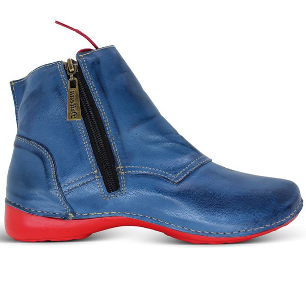 Bota Ortopédica Feminina Couro Legítimo e Palmilha Gel - Azul (AL 035)