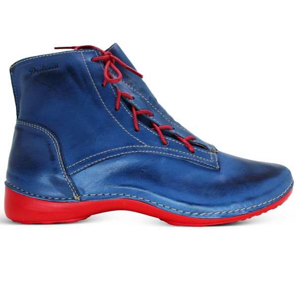 Bota Ortopédica Feminina Couro Legítimo e Palmilha Gel - Azul - 40 - 43 (AL035)