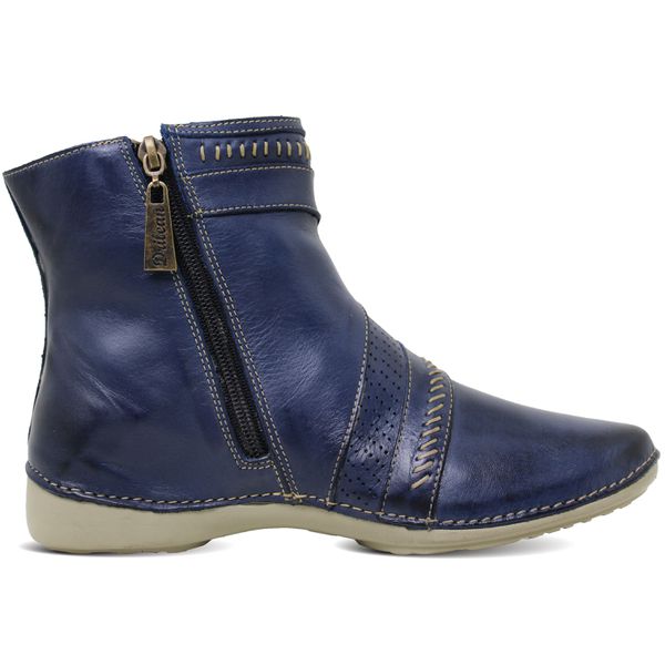 Bota Feminina Ortopédica de Couro Legítimo e Palmilha Gel - Azul (AL 036)