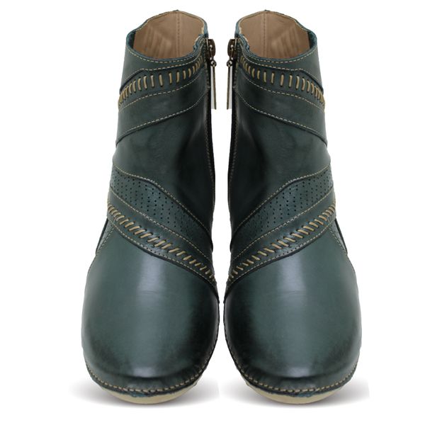 Bota Feminina Ortopédica de Couro Legítimo e Palmilha Gel - Verde (AL 036)