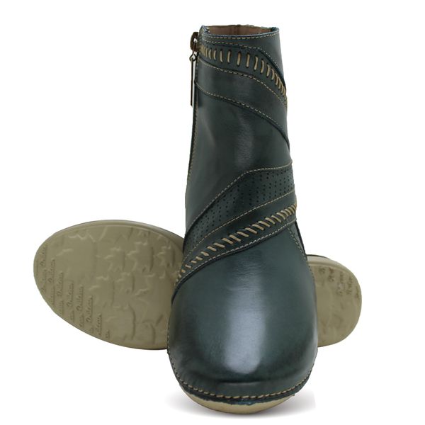 Bota Feminina Ortopédica de Couro Legítimo e Palmilha Gel - Verde (AL 036)