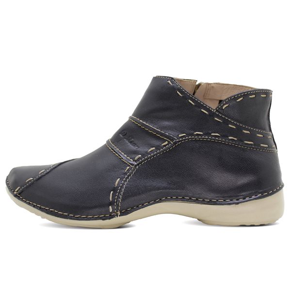 Bota Feminina Ortopédica de Couro Legítimo e Palmilha Gel - Preto (AL 037)