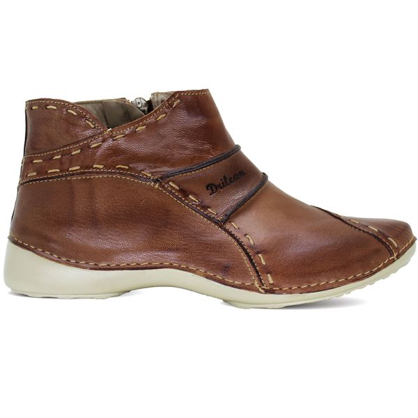Bota Feminina Ortopédica de Couro Legítimo e Palmilha Gel - Castanho (AL 037)