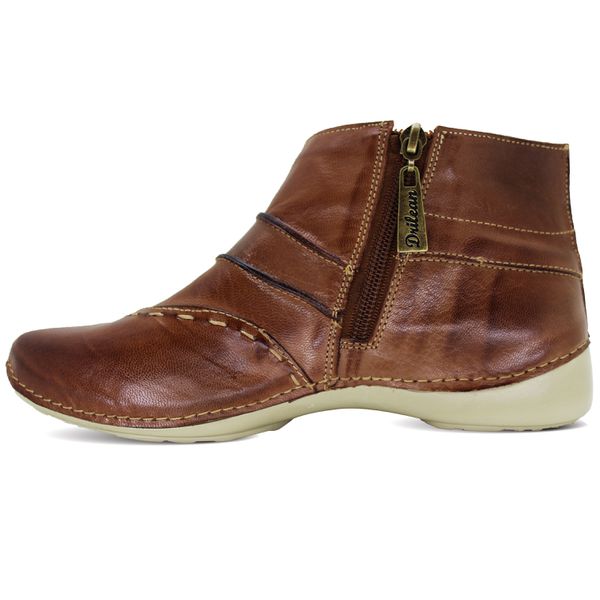 Bota Feminina Ortopédica de Couro Legítimo e Palmilha Gel - Castanho (AL 037)