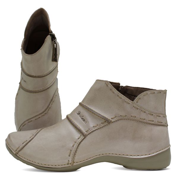 Bota Feminina Ortopédica de Couro Legítimo e Palmilha Gel - Off White (AL 037)