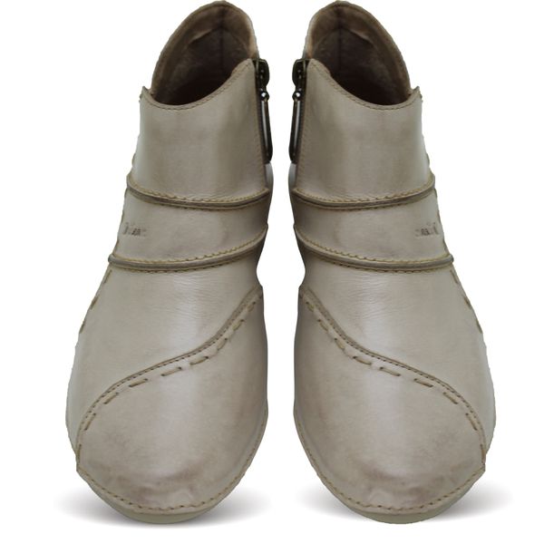 Bota Feminina Ortopédica de Couro Legítimo e Palmilha Gel - Off White (AL 037)