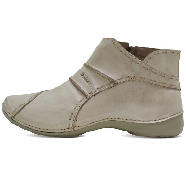 Bota Feminina Ortopédica de Couro Legítimo e Palmilha Gel - Off White (AL 037)