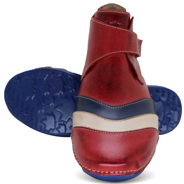 Bota Feminina Ortopédica de Couro Legítimo e Palmilha Gel - Vermelho (AL 041) - 36 OUTLET