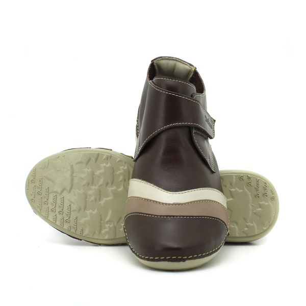 Bota Ortopédica Feminina Couro Legítimo com Palmilha Gel - Café/Fendi (AL 041)