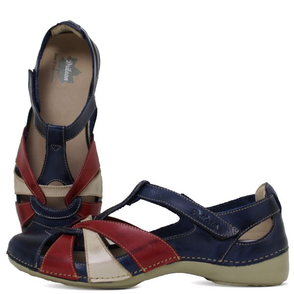 Sapatilha AL 042 Azul-Vermelho-Off 100% em couro p... - Drilean