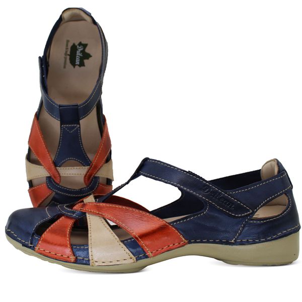 Sapatilha AL 042 Azul-Coral-Off 100% em couro palm... - Drilean