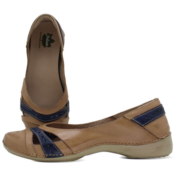Sapatilha AL 043 Caramelo-Azul 100% em couro palmi... - Drilean