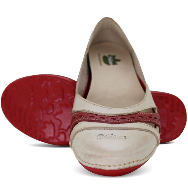 Sapatilha Feminina de Couro Legítimo Vermelho com palmilha em GEL - AL043 - 36 OUTLET