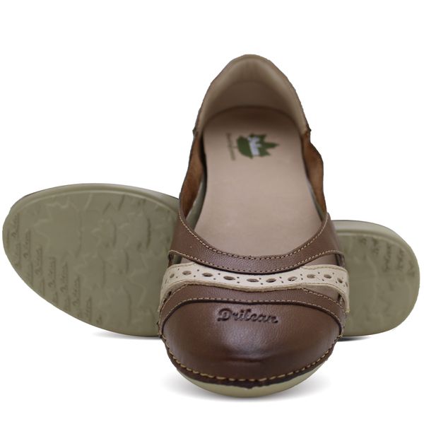 Sapatilha AL 043 Castanho - Off white 100% em couro palmilha em GEL