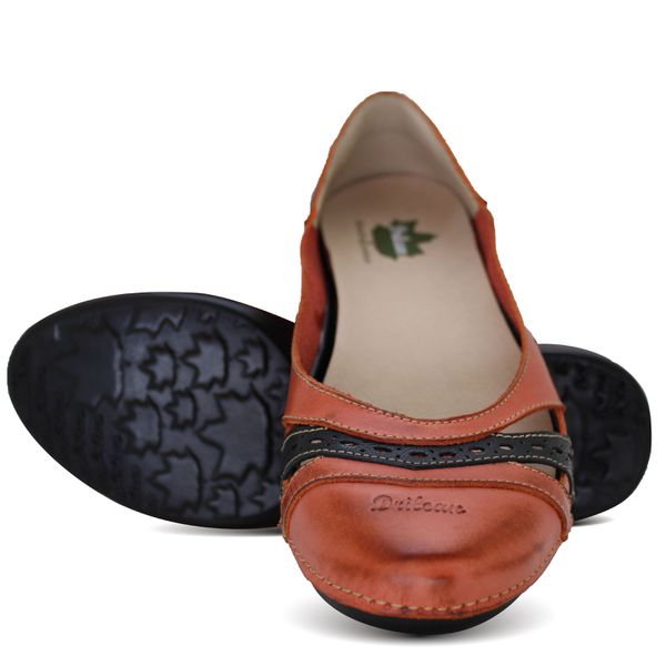 Sapatilha AL 043 Coral-Preto 100% em couro palmilha em GEL