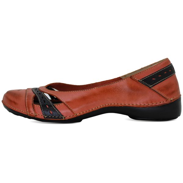 Sapatilha AL 043 Coral-Preto 100% em couro palmilha em GEL