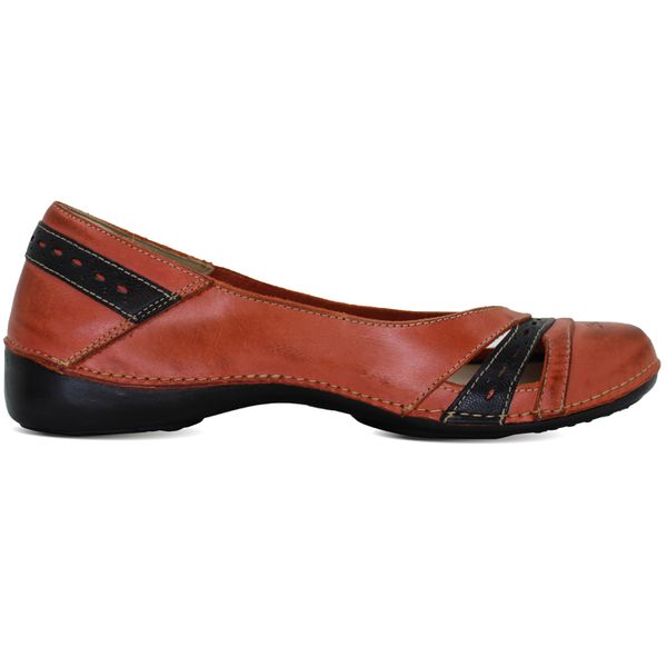 Sapatilha AL 043 Coral-Preto 100% em couro palmilha em GEL