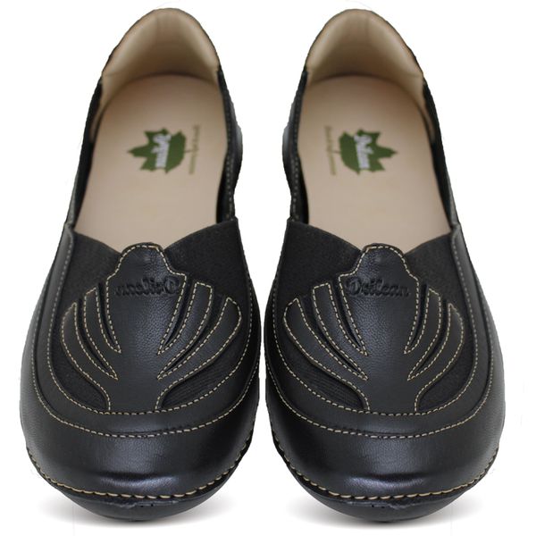 Sapatilha Feminina de Couro Legítimo e Palmilha Gel - Preto (AL 044)