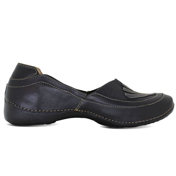 Sapatilha Feminina de Couro Legítimo e Palmilha Gel - Preto (AL 044)
