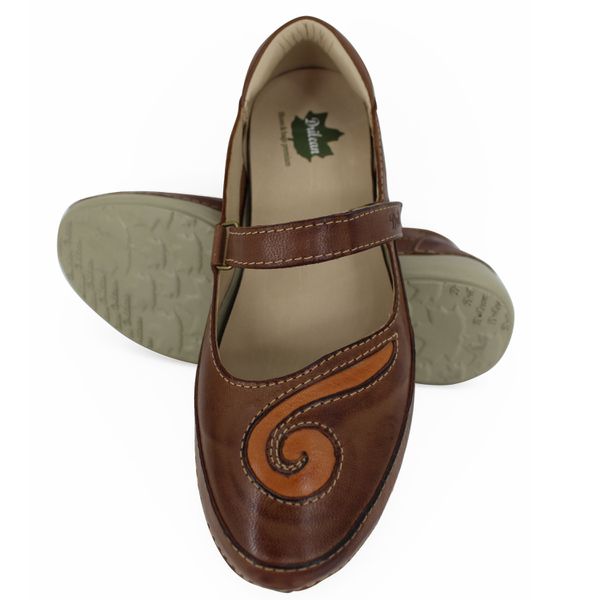 Sapatilha Alívio 048 Castanho/Laranja 100% em couro palmilha GEL - 34 - 36 - 37 - 38 (AL048) OUTLET