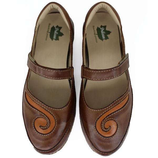 Sapatilha Alívio 048 Castanho/Laranja 100% em couro palmilha GEL - 34 - 36 - 37 - 38 (AL048) OUTLET