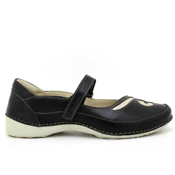 Sapatilha Ortopédica Couro Legítimo Preto e Branco com Palmilha em Gel - 37 (AL048) OUTLET