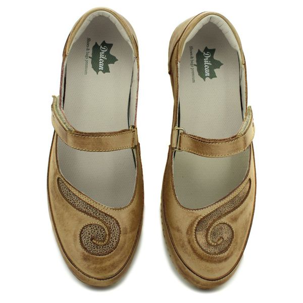 Sapatilha Feminina em Couro Legítimo e Palmilha Gel - Caramelo - Bicolor Fendi - Sola Off (AL048)