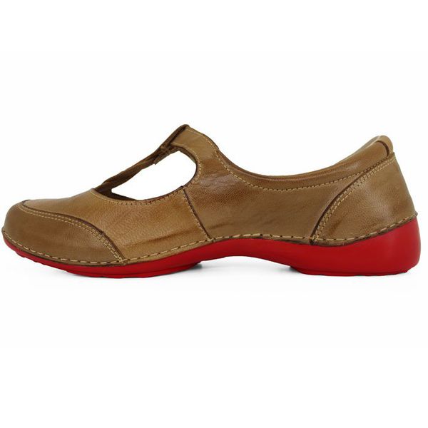 Sapatilha Alívio 052 Caramelo 100% em couro palmilha GEL - AL052