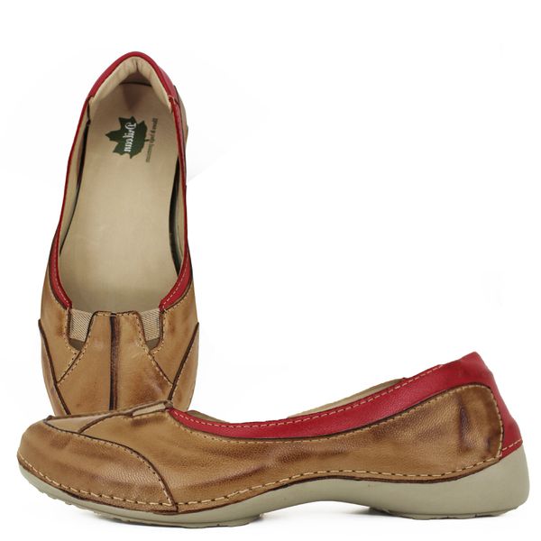 Sapatilha Alívio 053 Caramelo/Vermelho 100% em cou... - Drilean