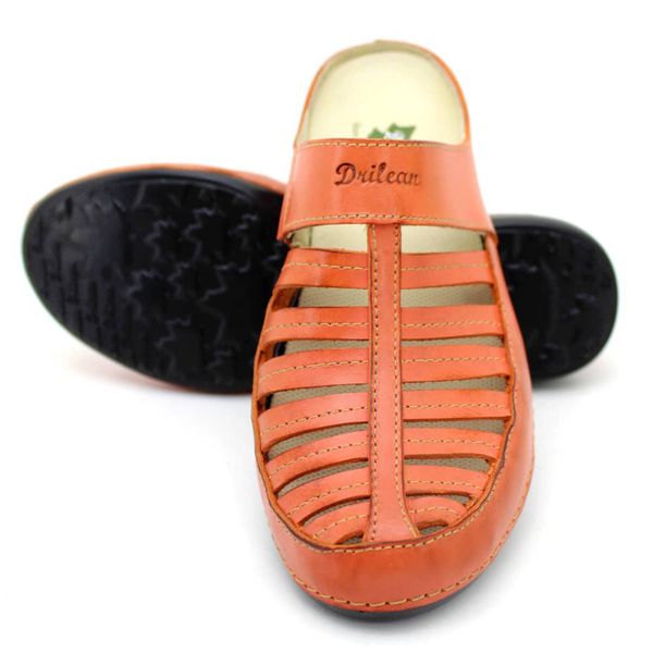 Mule Ortopédico Couro Legítimo com Palmilha Gel - Coral (AL055)