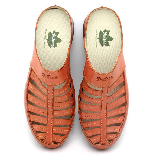 Mule Ortopédico Couro Legítimo com Palmilha Gel - Coral (AL055)