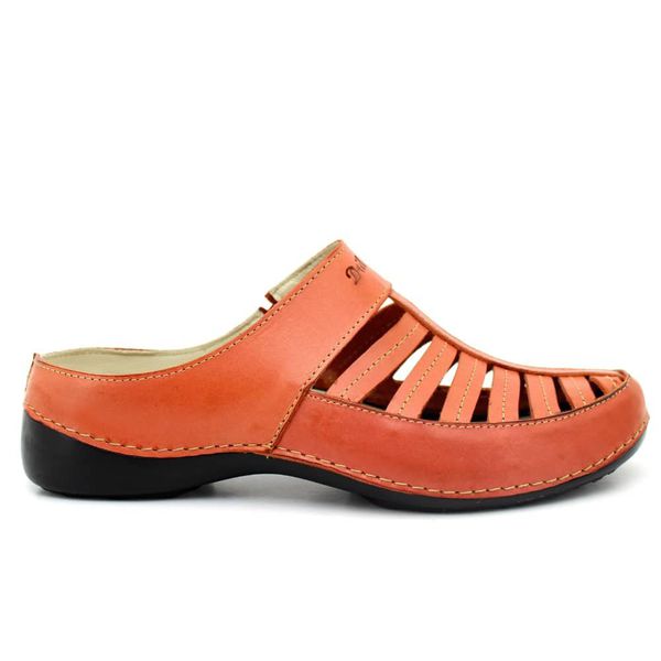 Mule Ortopédico Couro Legítimo com Palmilha Gel - Coral (AL055)