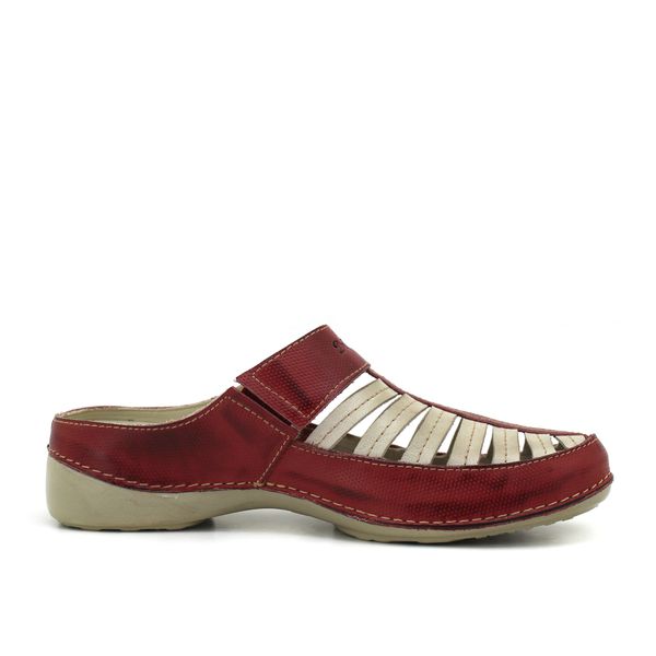 Mule Ortopédico em Couro Legítimo com Palmilha Gel - Vermelho/Off (AL 055)