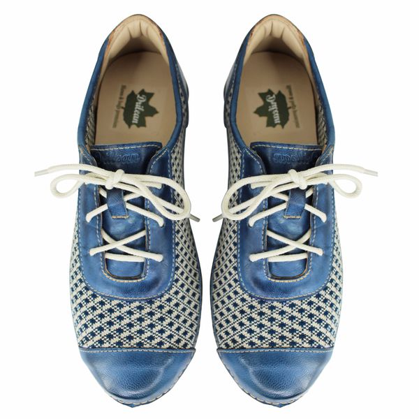 Tênis Feminino de Knit com Palmilha em Gel - Azul (AL057) OUTLET