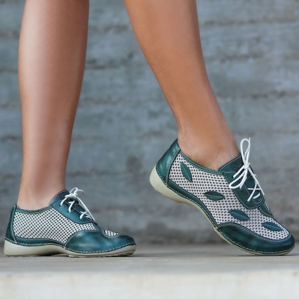 Tênis Feminino de Knit com Palmilha em Gel - Verde (AL058) OUTLET