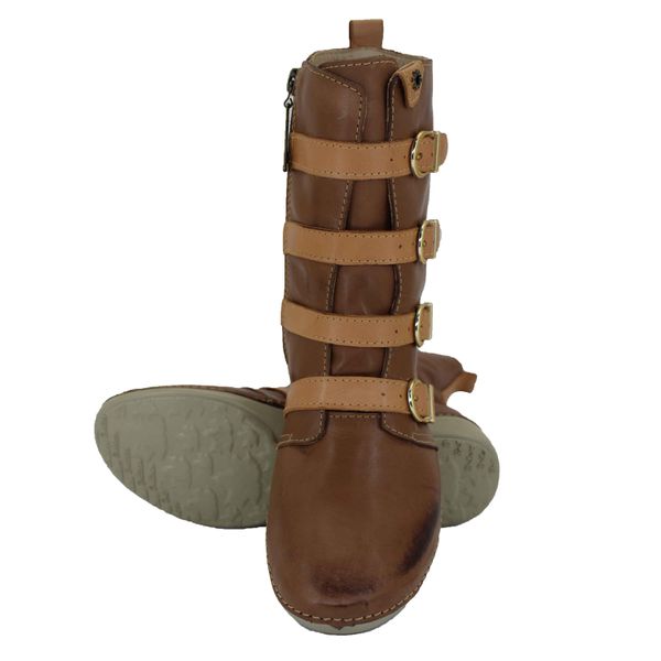 Bota Ortopédica Feminina Couro Legítimo e Palmilha Gel - Castanho/Laranja - 36 (AL060)