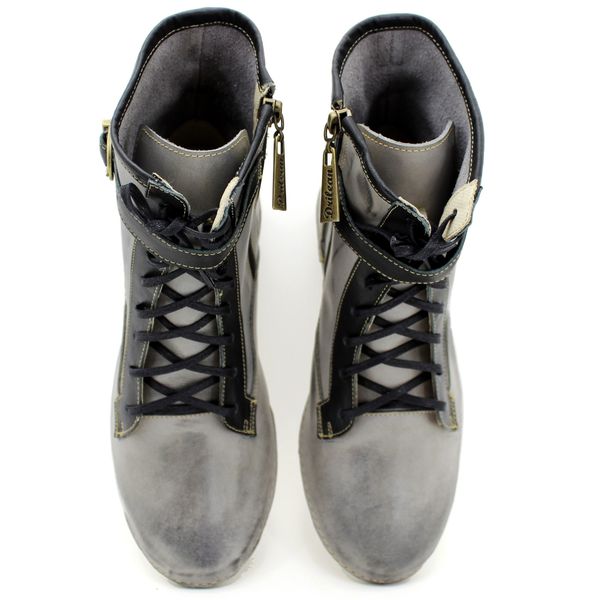 Bota Feminina de Couro Legítimo e Palmilha Gel - Grafite/Preto (AL 061)