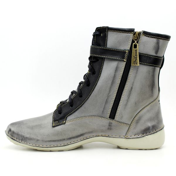 Bota Feminina de Couro Legítimo e Palmilha Gel - Grafite/Preto (AL 061)