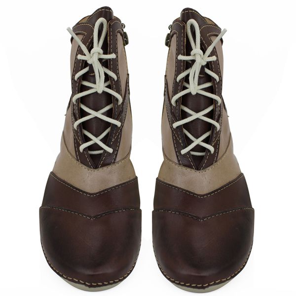 Bota Ortopédica Feminina Couro Legítimo e Palmilha Gel - Fendi/Café (AL 062)