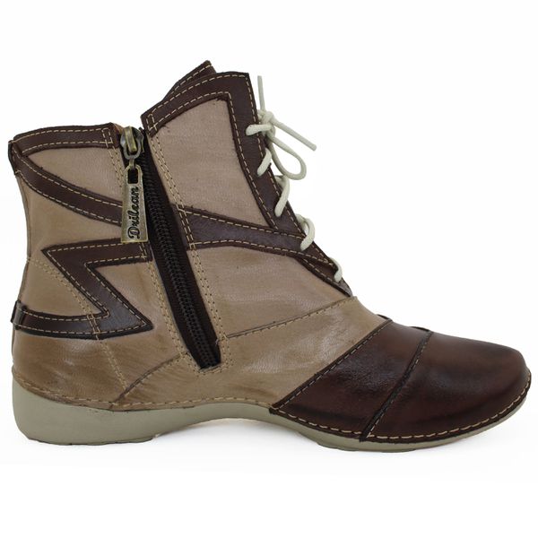 Bota Ortopédica Feminina Couro Legítimo e Palmilha Gel - Fendi/Café (AL 062)