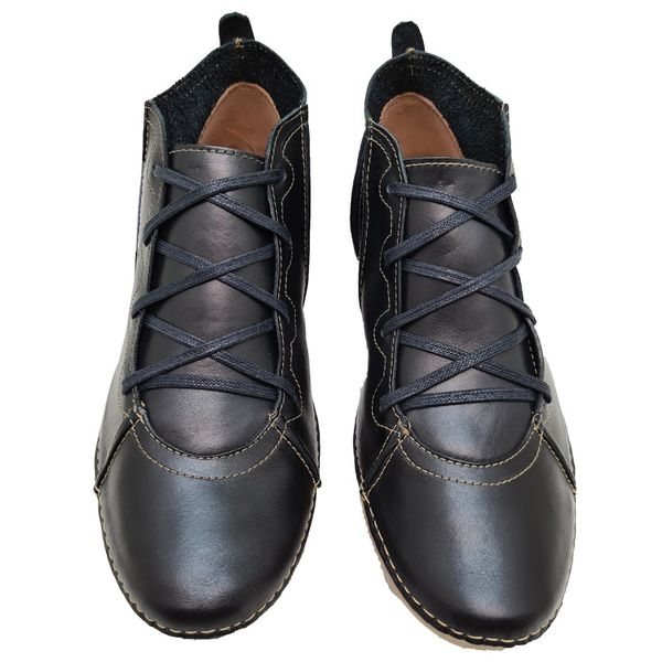 Bota Feminina Ortopédica Couro Legítimo e Palmilha Gel - Preto (AN 003)