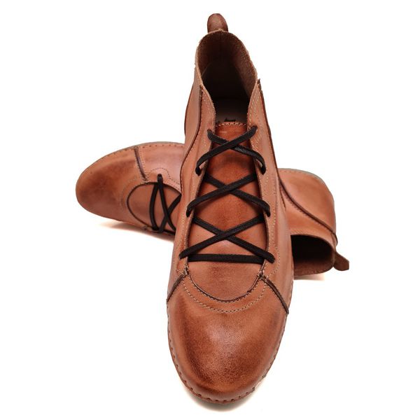 Bota Feminina Ortopédica Couro Legítimo e Palmilha Gel - Laranja (AN 003)