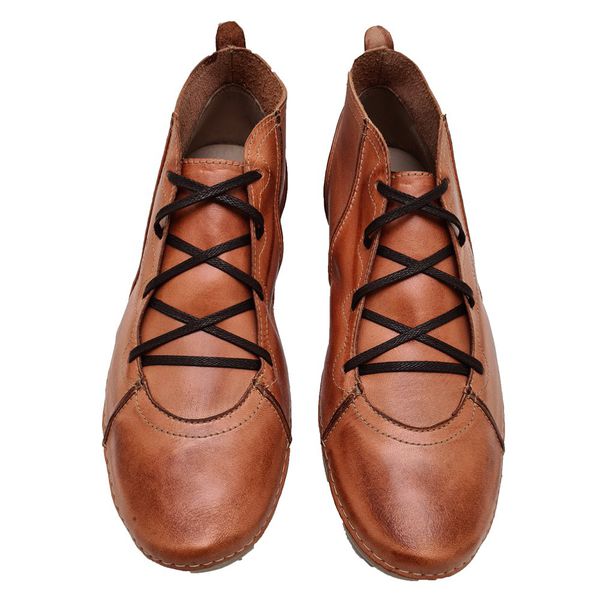 Bota Feminina Ortopédica Couro Legítimo e Palmilha Gel - Laranja (AN 003)
