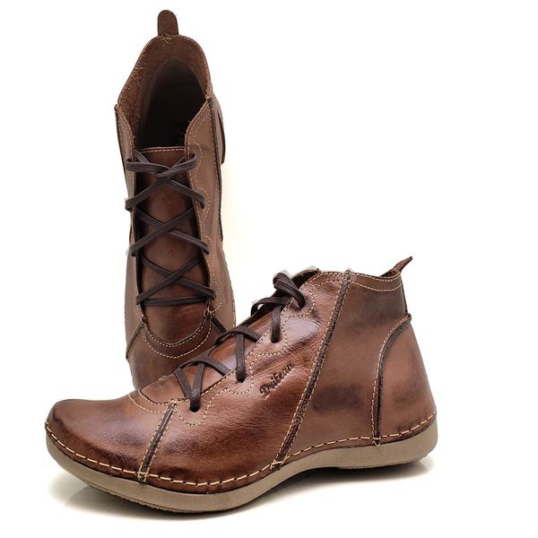 Bota Feminina Ortopédica Couro Legítimo e Palmilha... - Drilean