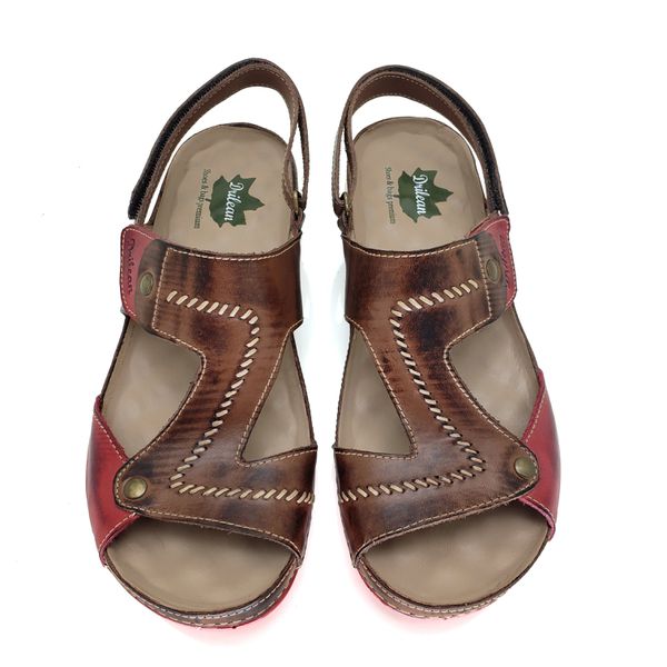 Sandália Feminina Anatômica de Couro Legítimo e Palmilha Gel - Castanho - 36 (BE002) OUTLET