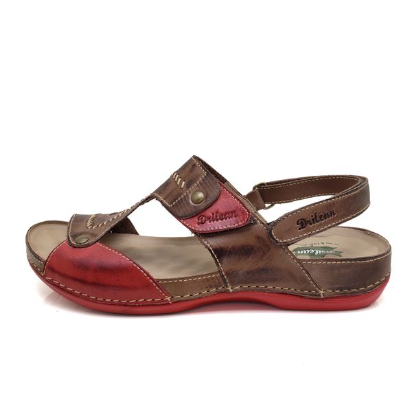 Sandália Feminina Anatômica de Couro Legítimo e Palmilha Gel - Castanho - 36 (BE002) OUTLET